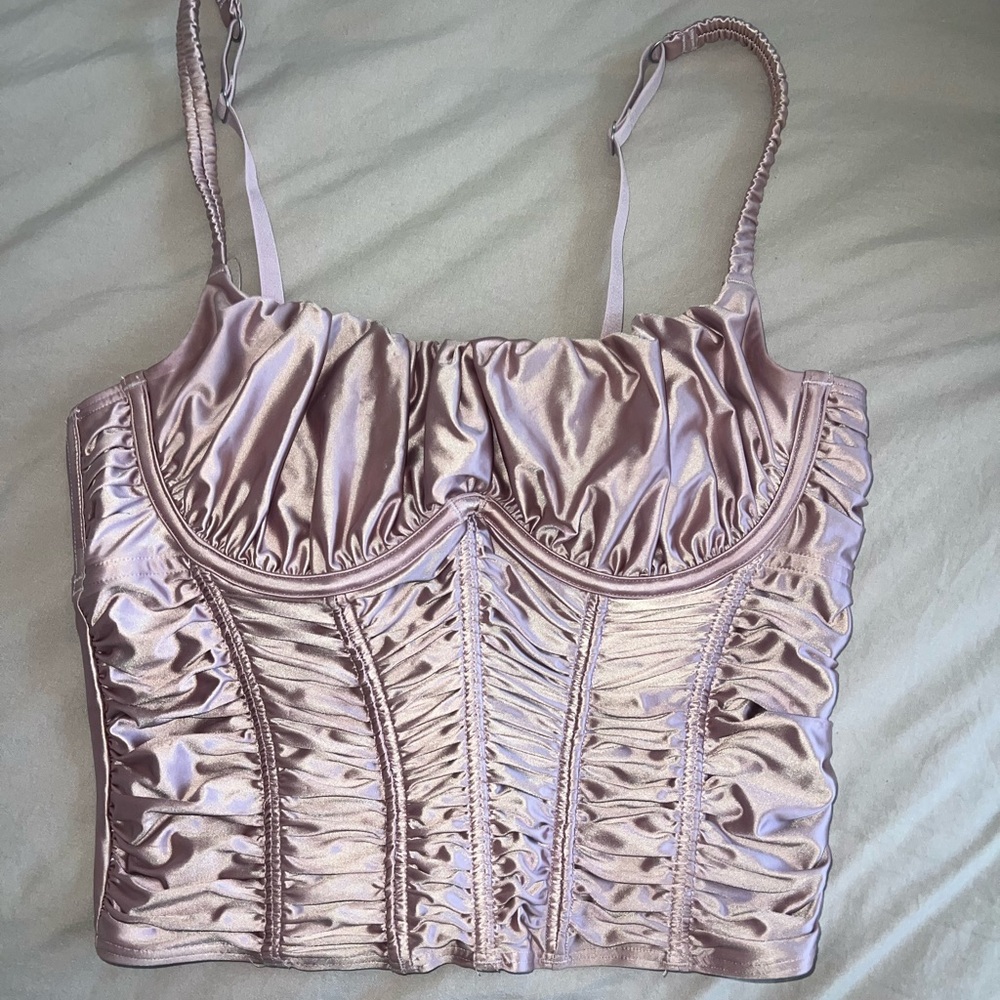 blush pink silk corset style top